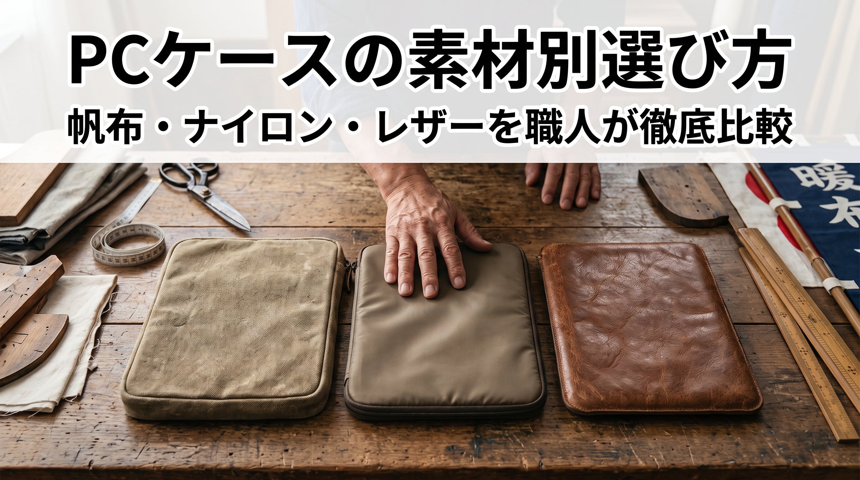 PCケースの素材別選び方｜帆布・ナイロン・レザーを職人が徹底比較